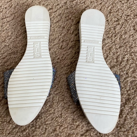 SJP by Sarah Jessica Parker Silver Women's Tropez Glitter Slide Sandals 37(7) - Picture 3 of 8